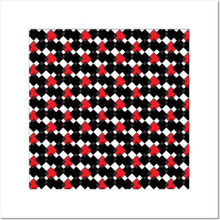 Black, red and white pattern Posters and Art
